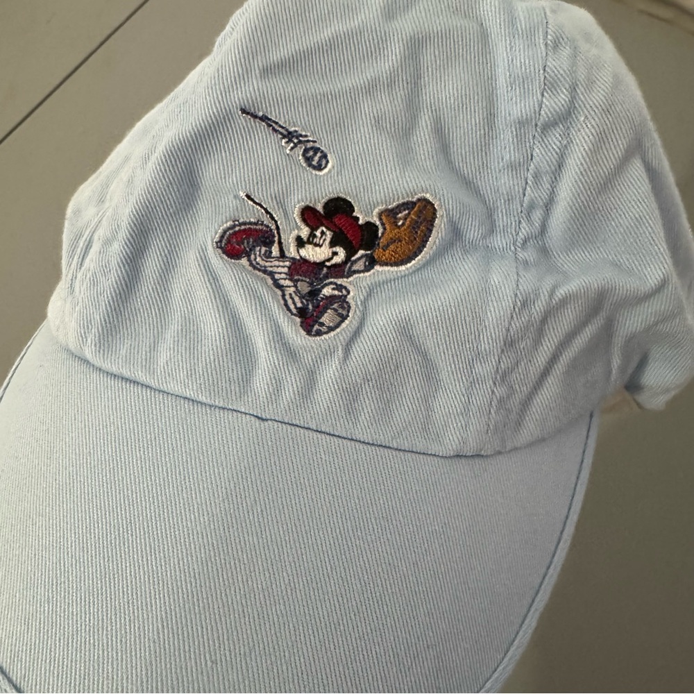 Vintage 90s Disney Store Hat Mickey Mouse Baseball Light Blue 3T Toddler Parks - Picture 2 of 4